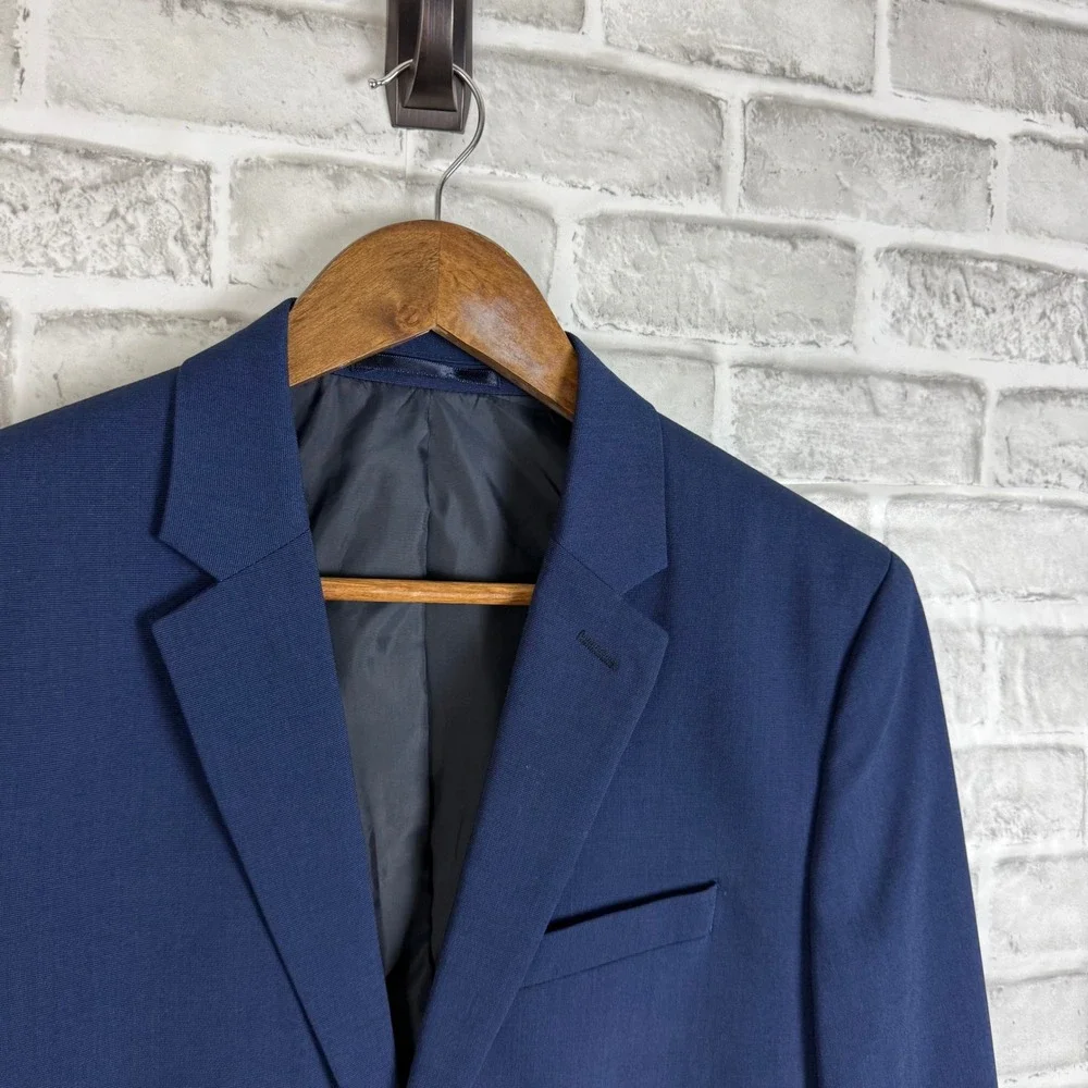 H&M Slim Fit Blazer Mens 38R Dark Blue Two Button Notch Lapel Suit Jacket NEW